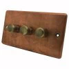 Classical Aged Burnished Copper Push Intermediate Switch and Push Light Switch Combination - 1