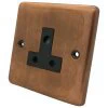 5 Amp Round Pin Unswitched Socket : Black Trim Classical Aged Burnished Copper Round Pin Unswitched Socket (For Lighting)