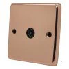 Single Non Isolated TV | Coaxial Socket : Black Trim Classic Polished Copper TV Socket