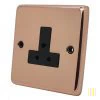 Classic Polished Copper Round Pin Unswitched Socket (For Lighting) - 1