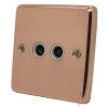 Twin Non Isolated TV | Coaxial Socket : White Trim Classic Polished Copper TV Socket