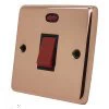 45 Amp Double Pole Switch with Neon - Single Plate : Black Trim Classic Polished Copper Cooker (45 Amp Double Pole) Switch