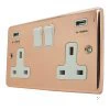 Classic Polished Copper Plug Socket with USB Charging - 3