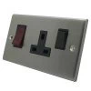 Double Plate - Used for cooker circuit. Switches both live and neutral poles also has a single 13 AmpMP socket with switch - Black Trim