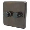 2 Gang Combination - 1 x LED Dimmer + 1 x 2 Way Push Switch Classical Aged Aged LED Dimmer and Push Light Switch Combination