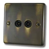 Twin Non Isolated TV | Coaxial Socket : Black Trim Classical Aged Aged TV Socket