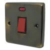 45 Amp Double Pole Switch with Neon - Single Plate : Black Trim Classical Aged Aged Cooker (45 Amp Double Pole) Switch