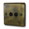 Twin Non Isolated TV | Coaxial Socket Classical Aged Antique Brass TV Socket