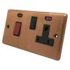 Cooker Control - 45 Amp Double Pole Switch with 13 Amp Plug Socket - Black Trim Classical Aged Burnished Copper Cooker Control (45 Amp Double Pole Switch and 13 Amp Socket)