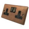 2 Gang - Double 13 Amp Switched Plug Socket - Black Nickel Classical Aged Burnished Copper Switched Plug Socket