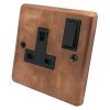 Classical Aged Burnished Copper Switched Plug Socket - 1