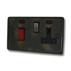 Cooker Control - 45 Amp Double Pole Switch with 13 Amp Plug Socket - Black Trim Classical Aged Aged Cooker Control (45 Amp Double Pole Switch and 13 Amp Socket)
