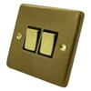 2 Gang 10 Amp 2 Way Light Switches - Brass Switches