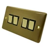 4 Gang 10 Amp 2 Way Light Switches - Brass Switches Classical Aged Old Gold Light Switch