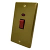 45 Amp Double Pole Switch with Neon - Double Plate : Black Trim Classical Aged Old Gold Cooker (45 Amp Double Pole) Switch