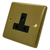 5 Amp Round Pin Unswitched Socket : Black Trim Classical Aged Old Gold Unswitched Plug Socket