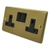 2 Gang - Double 13 Amp Switched Plug Socket : Black Switches