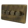Classical Aged Antique Brass LED Dimmer and Push Light Switch Combination - 2