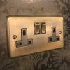 Classical Aged Antique Brass Switched Plug Socket - 2