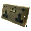 Classical Aged Antique Brass Plug Socket with USB Charging - 1