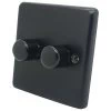 2 Gang Combination - 1 x LED Dimmer + 1 x 2 Way Push Switch Classical Black LED Dimmer and Push Light Switch Combination