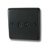 Twin Non Isolated TV | Coaxial Socket : Black Trim Classical Black TV Socket