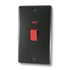 45 Amp Double Pole Switch with Neon - Double Plate : Black Trim Classical Black Cooker (45 Amp Double Pole) Switch