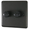 2 Gang Combination - 1 x LED Dimmer + 1 x 2 Way Push Switch Classical Black Graphite LED Dimmer and Push Light Switch Combination