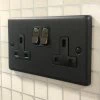 Classical Black Graphite Switched Plug Socket - 1