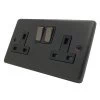 2 Gang - Double 13 Amp Switched Plug Socket - Black Nickel Switches Classical Black Graphite Switched Plug Socket