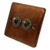 2 Gang 10 Amp 2 Way Dolly Switches - Antique Toggle