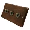 3 Gang 10 Amp 2 Way Dolly Switches - Antique Toggle