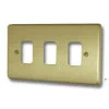 3 Gang Grid Plate Classical Grid Satin Brass Grid Plates