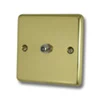 1 Gang - With F connector for satellite TV installations : Black Trim Classical Polished Brass Satellite Socket (F Connector)
