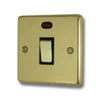 1 Gang - Used for appliances, heating and water heating circuits. Switches both live and neutral poles : Black Trim Classical Polished Brass 20 Amp Switch