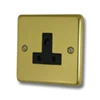 1 Gang - For table lamp lighting circuits : Black Trim Classical Polished Brass Round Pin Unswitched Socket (For Lighting)