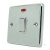 1 Gang - Used for heating and water heating circuits. Switches both live and neutral poles : White Trim Classical Polished Chrome 20 Amp Switch