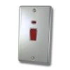 Double Plate - 1 Gang - Used for shower and cooker circuits. Switches both live and neutral poles : White Trim