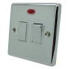 With Neon - Fused outlet with on | off switch and indicator light : White Trim Classical Polished Chrome Switched Fused Spur