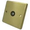 Single Non Isolated TV | Coaxial Socket : Black Trim Classical Satin Brass TV Socket