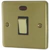 20 Amp Double Pole Switch with Neon : Black Trim Classical Satin Brass 20 Amp Switch