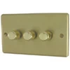 Classical Satin Brass LED Dimmer and Push Light Switch Combination - 1