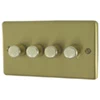 Classical Satin Brass LED Dimmer and Push Light Switch Combination - 2