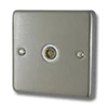 1 Gang - Standard aerial point : White Trim Classical Satin Stainless TV Socket