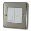 2 Gang - Double telephone extension point : White Trim Classical Satin Stainless Telephone Extension Socket