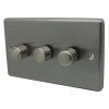 Classical Satin Stainless Push Intermediate Switch and Push Light Switch Combination - 1