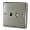 Combined standard aerial socket and satellite (F) connector on one plate : White Trim Classical Satin Stainless TV and SKY Socket