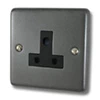 5 Amp Round Pin Unswitched Socket : Black Trim Classical Dark Pewter Round Pin Unswitched Socket (For Lighting)