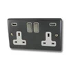 Classical Dark Pewter Plug Socket with USB Charging - 1
