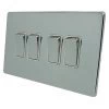 4 Gang 10 Amp 2 Way Light Switches : White Trim Contemporary Screwless Polished Chrome Light Switch